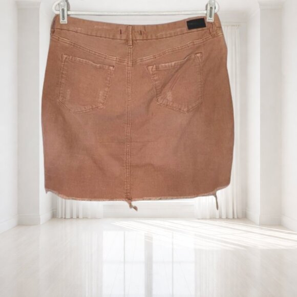 Dear John Corduroy Mini Skirt Size 29 Distressed Raw Hem Stretch Y2K Boho - Picture 3 of 9